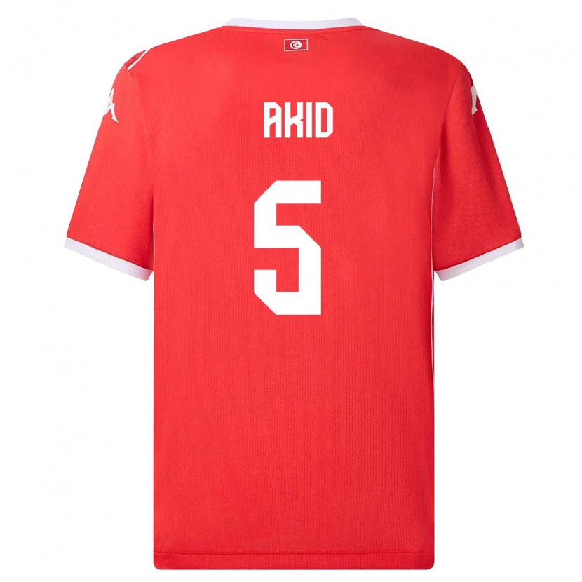 Danxen Niño Camiseta Túnez Abdessalem Akid #5 Rojo Blanco 1ª Equipación 26-28 La Camisa