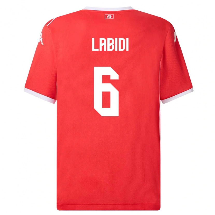 Danxen Niño Camiseta Túnez Hamza Labidi #6 Rojo Blanco 1ª Equipación 26-28 La Camisa
