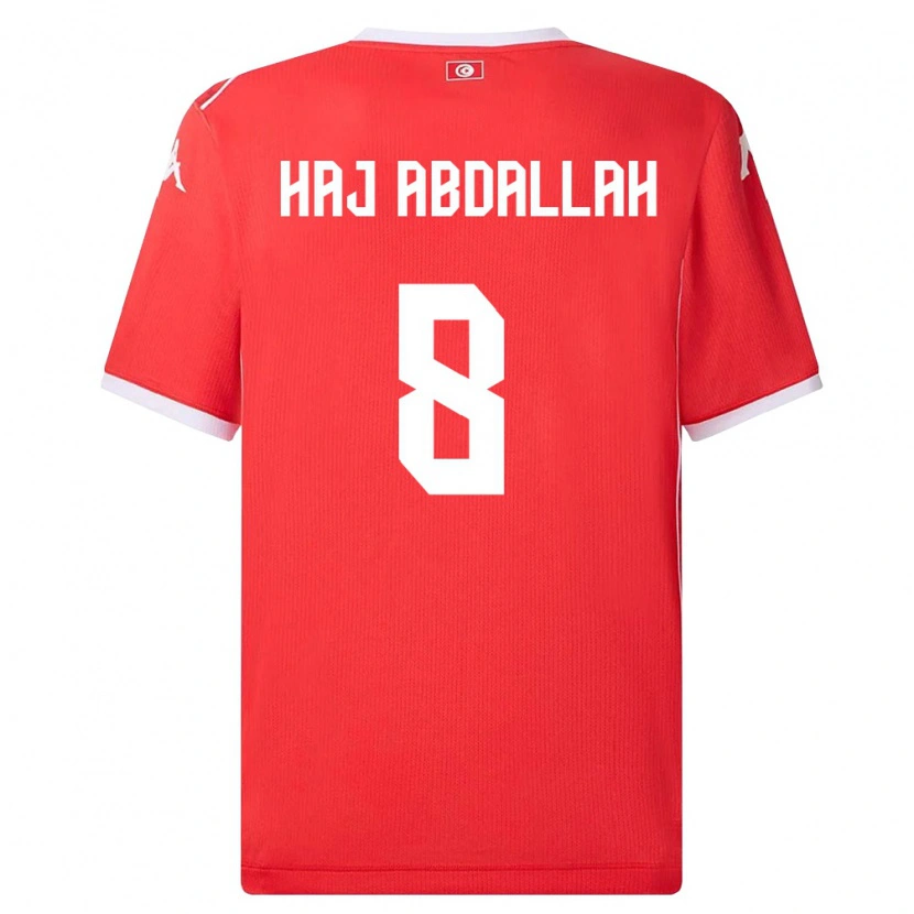 Danxen Niño Camiseta Túnez Saïfedin Haj Abdallah #8 Rojo Blanco 1ª Equipación 26-28 La Camisa