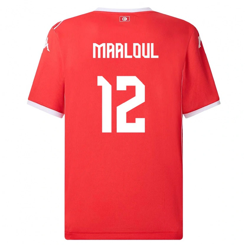 Danxen Niño Camiseta Túnez Ali Maâloul #12 Rojo Blanco 1ª Equipación 26-28 La Camisa