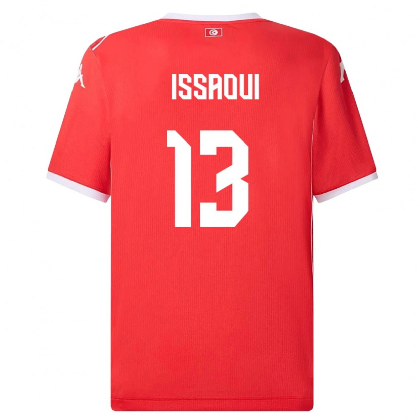 Danxen Niño Camiseta Túnez Wajdi Issaoui #13 Rojo Blanco 1ª Equipación 26-28 La Camisa