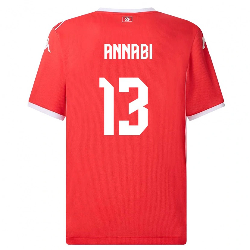 Danxen Niño Camiseta Túnez Ilias Annabi #13 Rojo Blanco 1ª Equipación 26-28 La Camisa