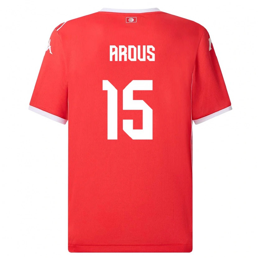 Danxen Niño Camiseta Túnez Adem Arous #15 Rojo Blanco 1ª Equipación 26-28 La Camisa