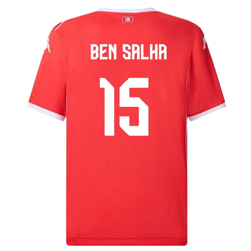 Danxen Niño Camiseta Túnez Yakine Ben Salha #15 Rojo Blanco 1ª Equipación 26-28 La Camisa