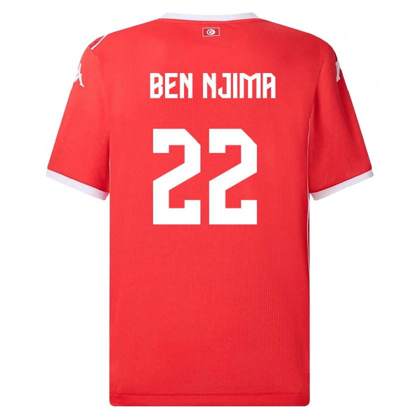 Danxen Niño Camiseta Túnez Firas Ben Njima #22 Rojo Blanco 1ª Equipación 26-28 La Camisa