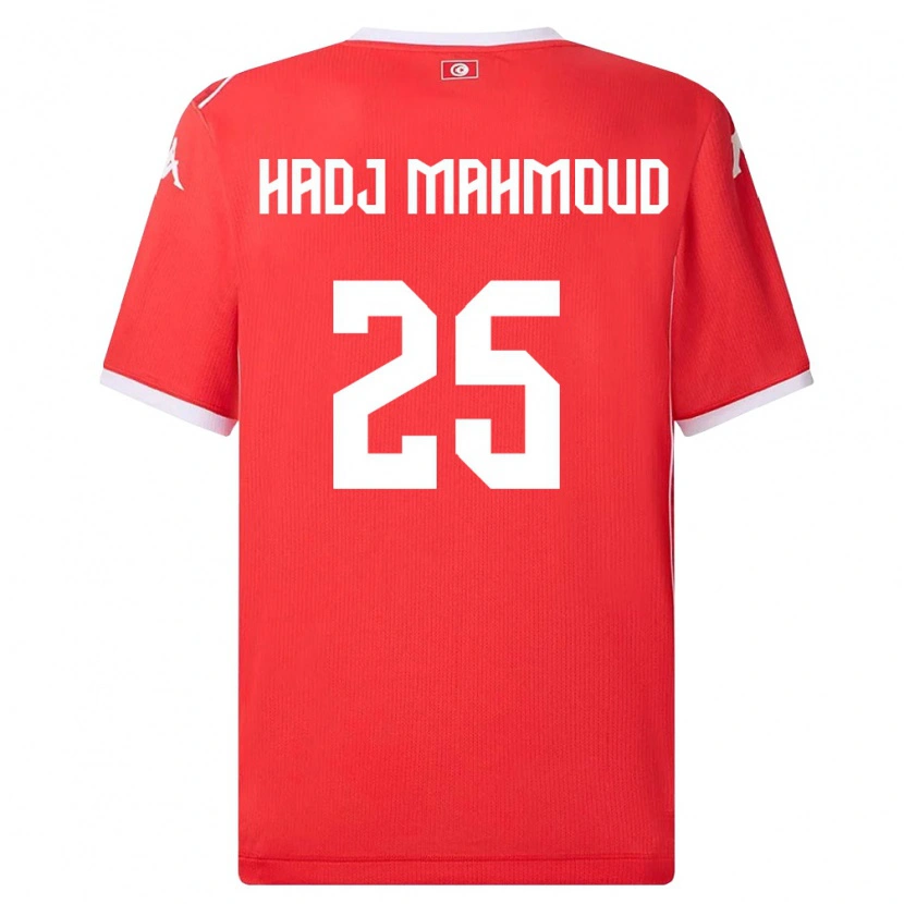 Danxen Niño Camiseta Túnez Mohamed Belhadj Mahmoud #25 Rojo Blanco 1ª Equipación 26-28 La Camisa