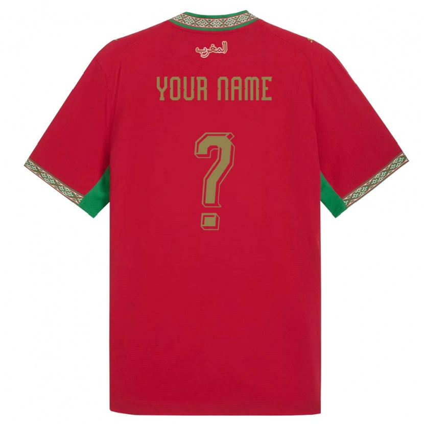 Danxen Niño Camiseta Marruecos Su Nombre #0 Rojo Verde Blanco 1ª Equipación 26-28 La Camisa