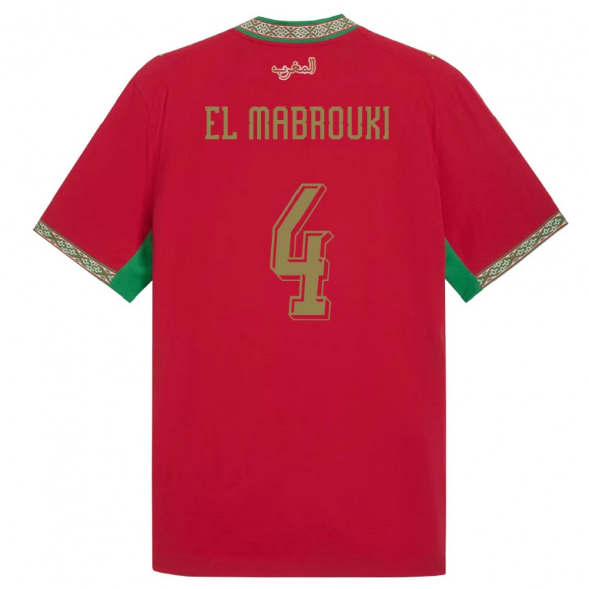 Danxen Niño Camiseta Marruecos Imran El Mabrouki #4 Rojo Verde Blanco 1ª Equipación 26-28 La Camisa