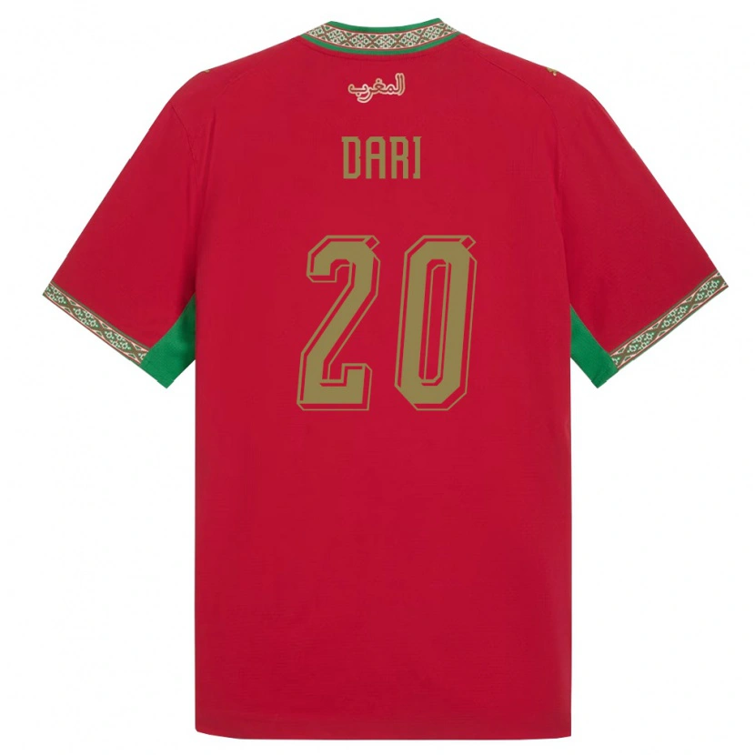 Danxen Niño Camiseta Marruecos Achraf Dari #20 Rojo Verde Blanco 1ª Equipación 26-28 La Camisa