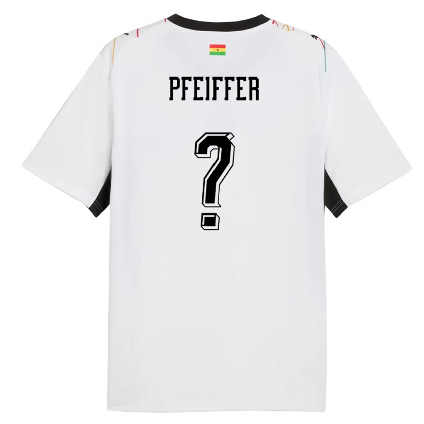 Danxen Niño Camiseta Ghana Patric Pfeiffer #0 Blanco Negro Amarillo 1ª Equipación 26-28 La Camisa