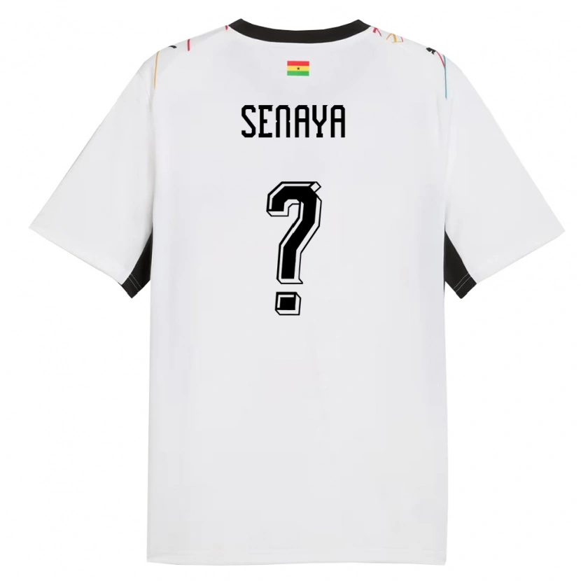 Danxen Niño Camiseta Ghana Marvin Senaya #0 Blanco Negro Amarillo 1ª Equipación 26-28 La Camisa