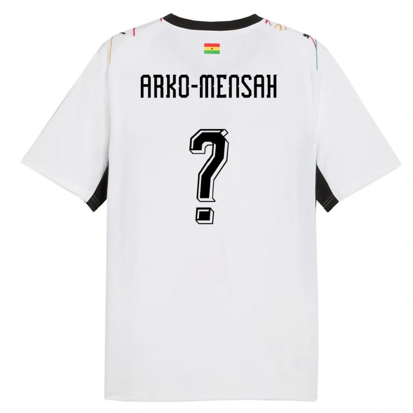 Danxen Niño Camiseta Ghana Edmund Arko-Mensah #0 Blanco Negro Amarillo 1ª Equipación 26-28 La Camisa