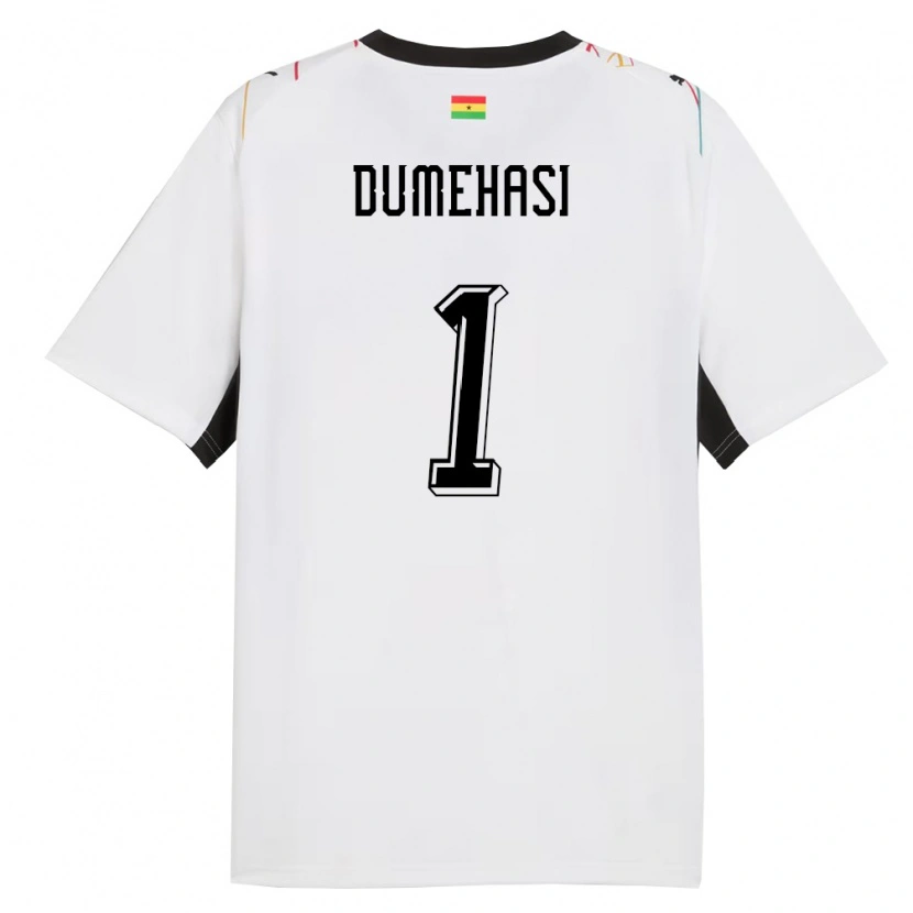 Danxen Niño Camiseta Ghana Fafali Dumehasi #1 Blanco Negro Amarillo 1ª Equipación 26-28 La Camisa