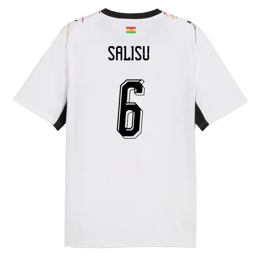 Danxen Niño Camiseta Ghana Mohammed Salisu #6 Blanco Negro Amarillo 1ª Equipación 26-28 La Camisa