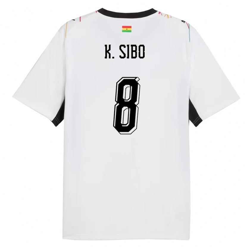 Danxen Niño Camiseta Ghana Kwasi Sibo #8 Blanco Negro Amarillo 1ª Equipación 26-28 La Camisa