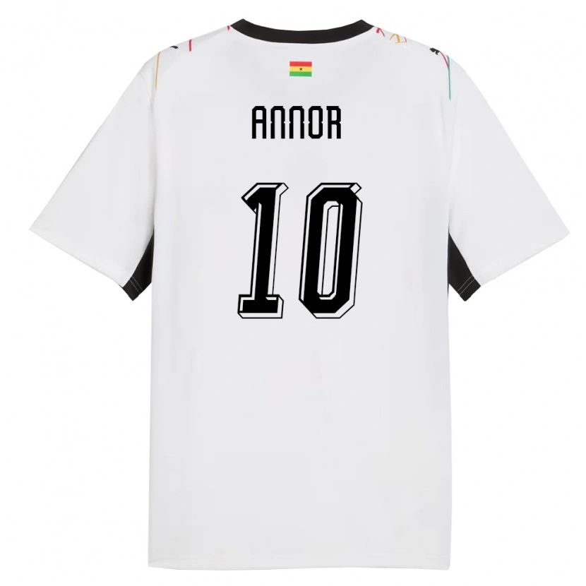 Danxen Niño Camiseta Ghana Emmanuel Annor #10 Blanco Negro Amarillo 1ª Equipación 26-28 La Camisa