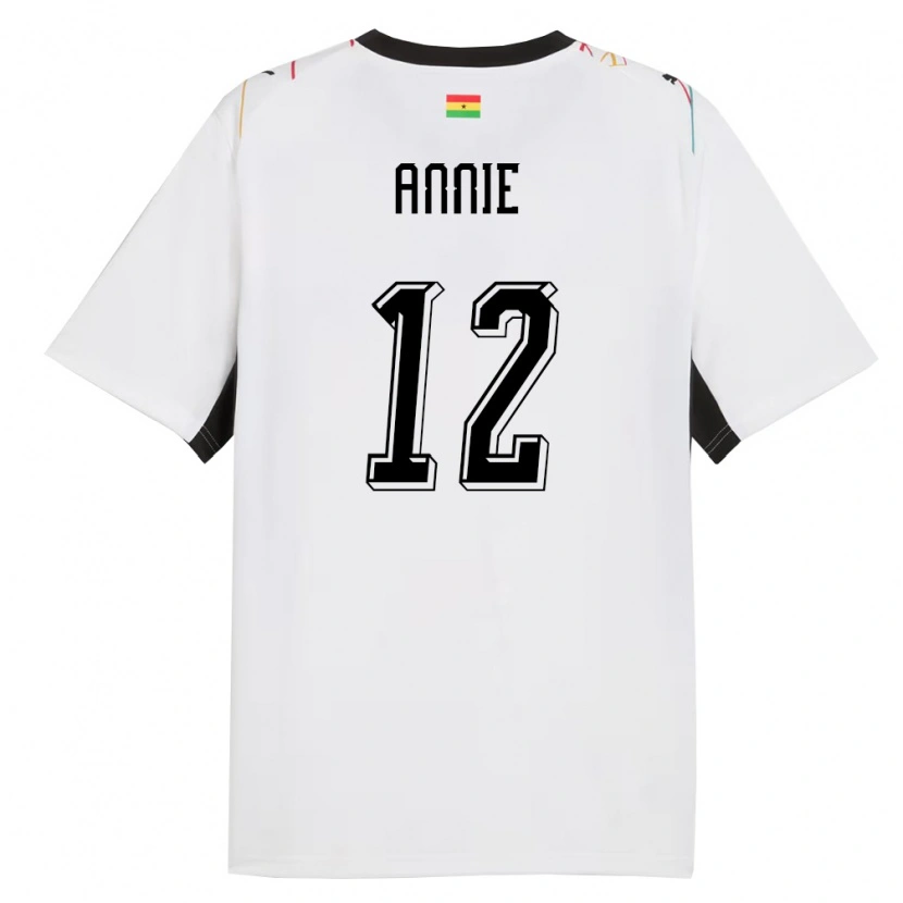 Danxen Niño Camiseta Ghana Henrietta Annie #12 Blanco Negro Amarillo 1ª Equipación 26-28 La Camisa