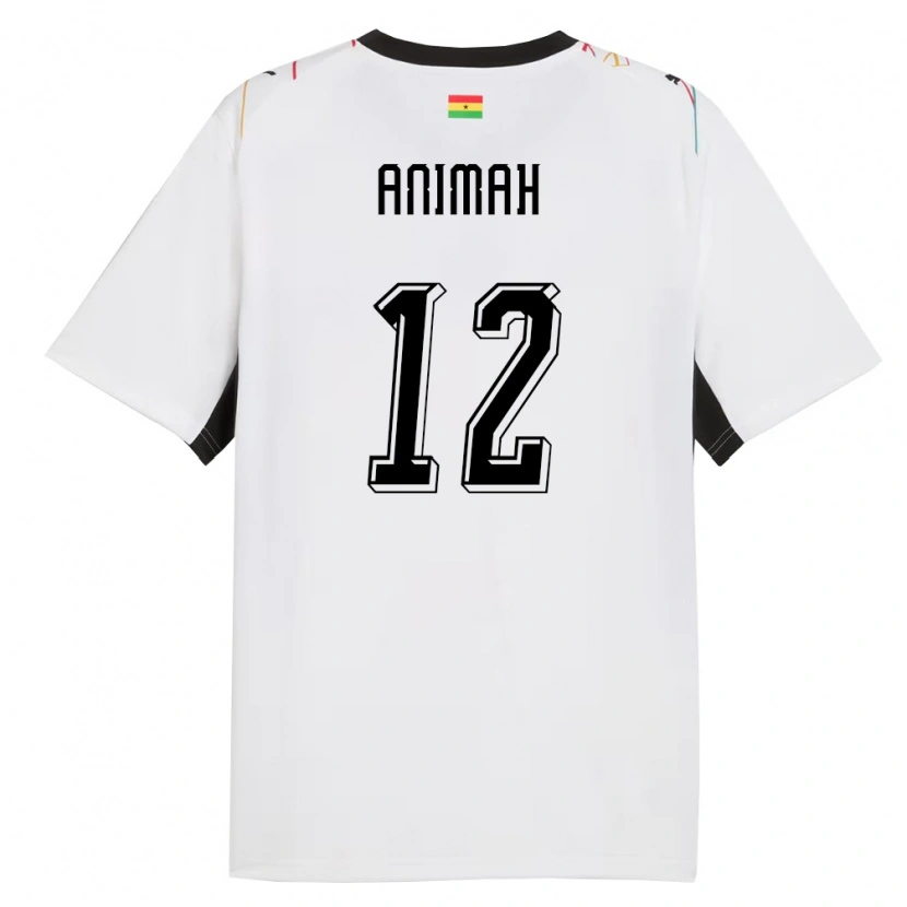 Danxen Niño Camiseta Ghana Grace Animah #12 Blanco Negro Amarillo 1ª Equipación 26-28 La Camisa