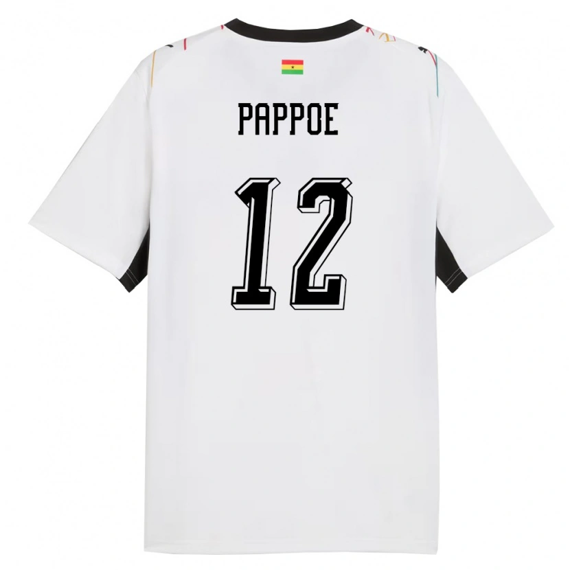 Danxen Niño Camiseta Ghana Isaac Pappoe #12 Blanco Negro Amarillo 1ª Equipación 26-28 La Camisa
