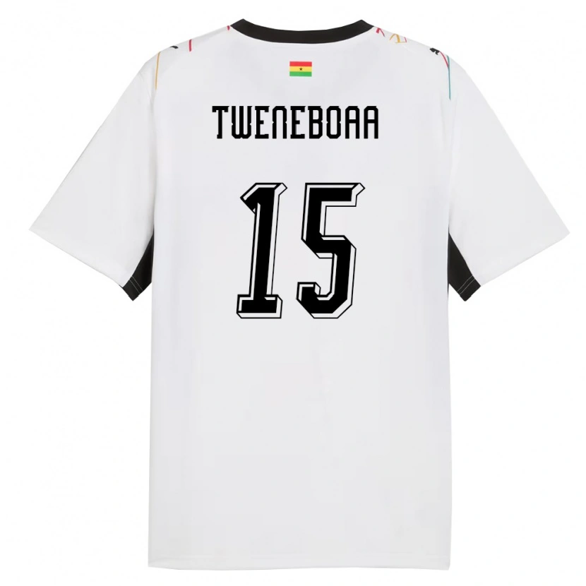 Danxen Niño Camiseta Ghana Justice Tweneboaa #15 Blanco Negro Amarillo 1ª Equipación 26-28 La Camisa