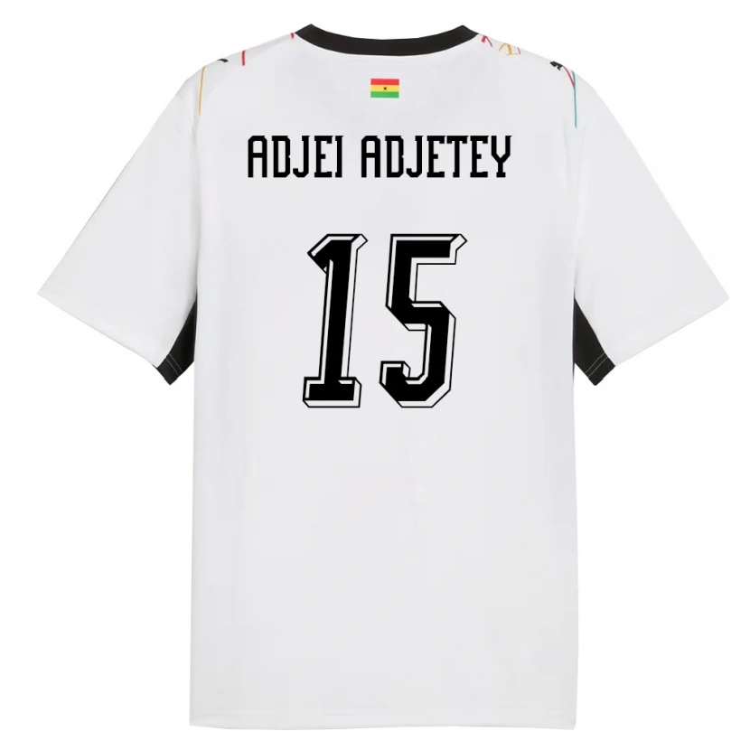 Danxen Niño Camiseta Ghana Jonas Adjei Adjetey #15 Blanco Negro Amarillo 1ª Equipación 26-28 La Camisa