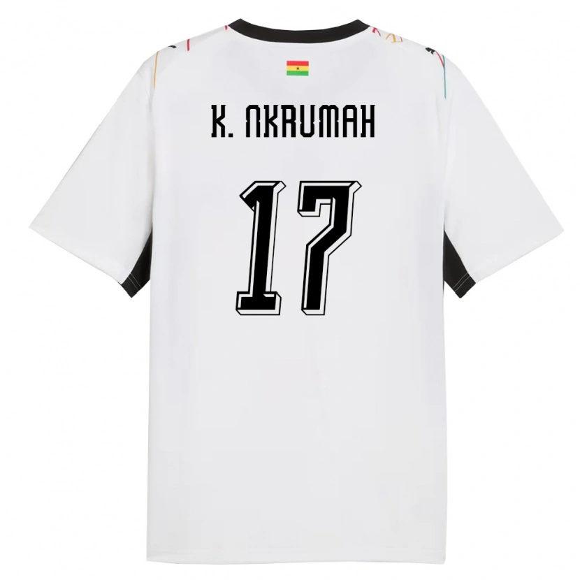 Danxen Niño Camiseta Ghana Kelvin Nkrumah #17 Blanco Negro Amarillo 1ª Equipación 26-28 La Camisa