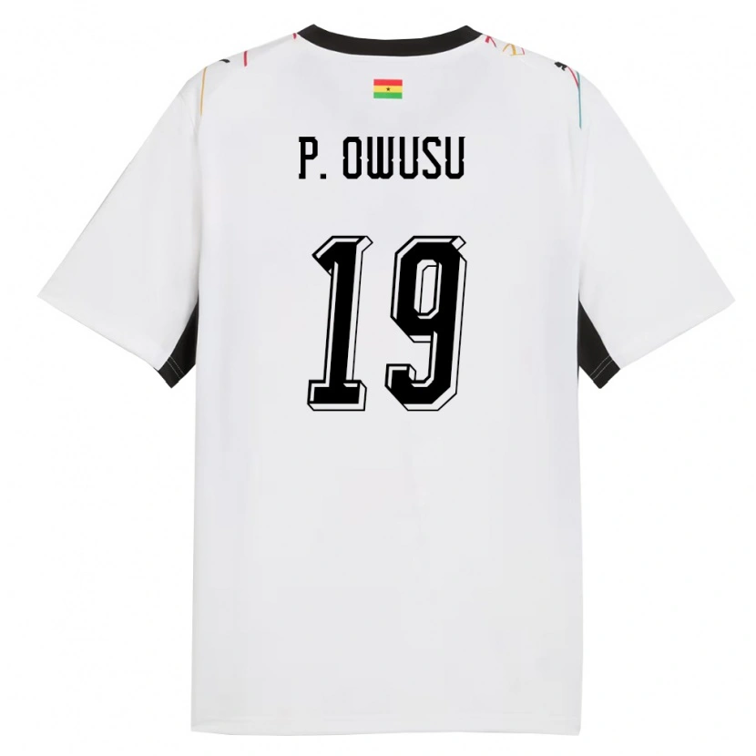 Danxen Niño Camiseta Ghana Prince Owusu #19 Blanco Negro Amarillo 1ª Equipación 26-28 La Camisa