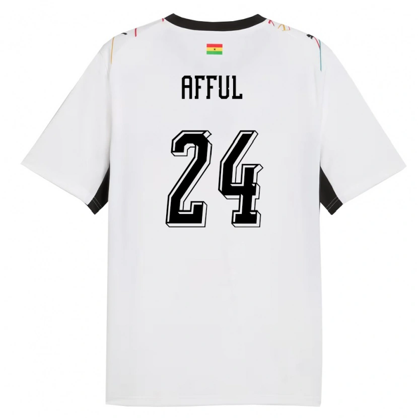 Danxen Niño Camiseta Ghana Isaac Afful #24 Blanco Negro Amarillo 1ª Equipación 26-28 La Camisa
