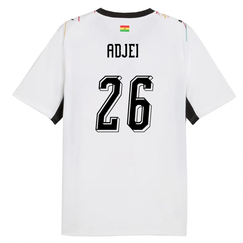 Danxen Niño Camiseta Ghana Nathaniel Adjei #26 Blanco Negro Amarillo 1ª Equipación 26-28 La Camisa