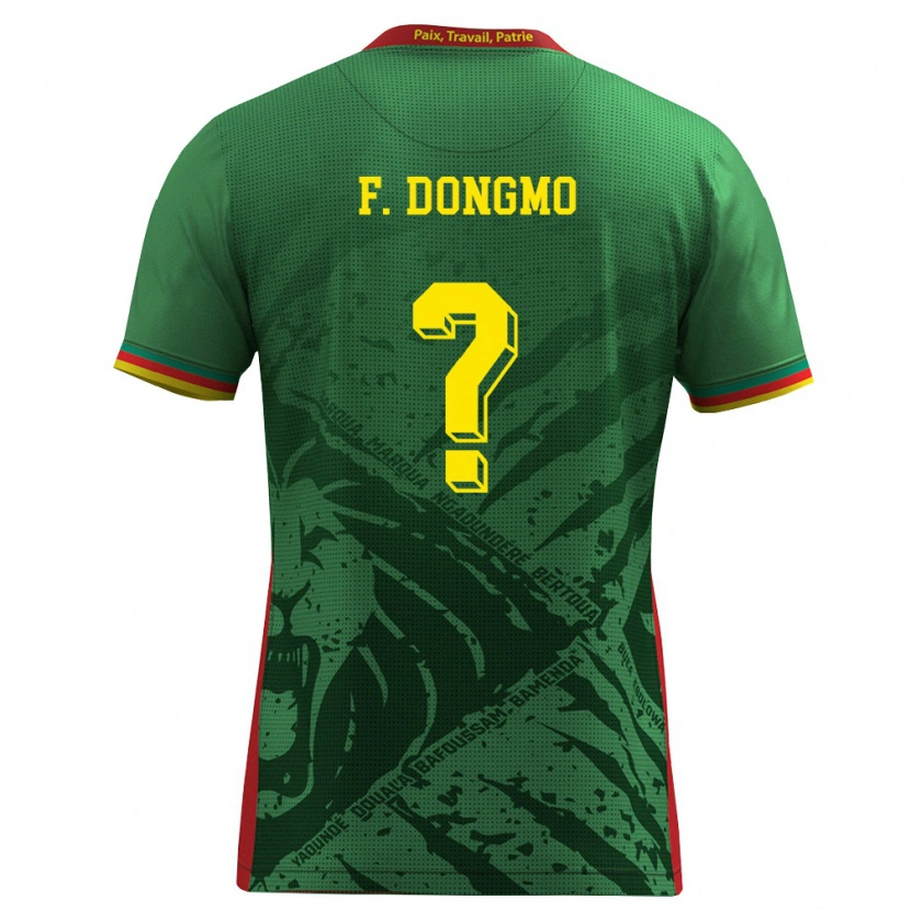 Danxen Niño Camiseta Camerún Fabien Dongmo #0 Verde Amarillo Rojo 1ª Equipación 26-28 La Camisa