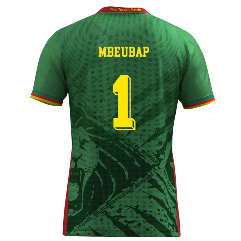 Danxen Niño Camiseta Camerún Jacques Mbeubap #1 Verde Amarillo Rojo 1ª Equipación 26-28 La Camisa
