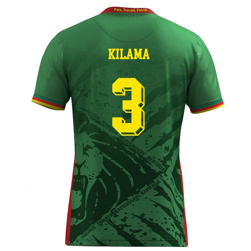 Danxen Niño Camiseta Camerún Guy-Marcelin Kilama #3 Verde Amarillo Rojo 1ª Equipación 26-28 La Camisa
