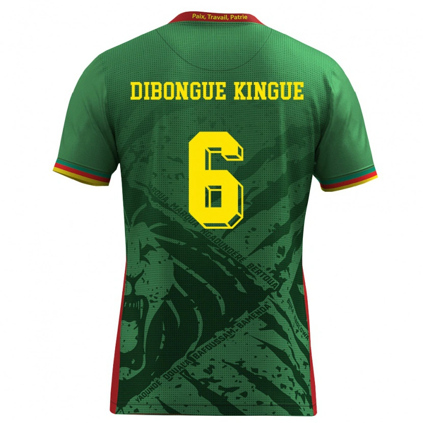Danxen Niño Camiseta Camerún Gael Dibongue Kingue #6 Verde Amarillo Rojo 1ª Equipación 26-28 La Camisa