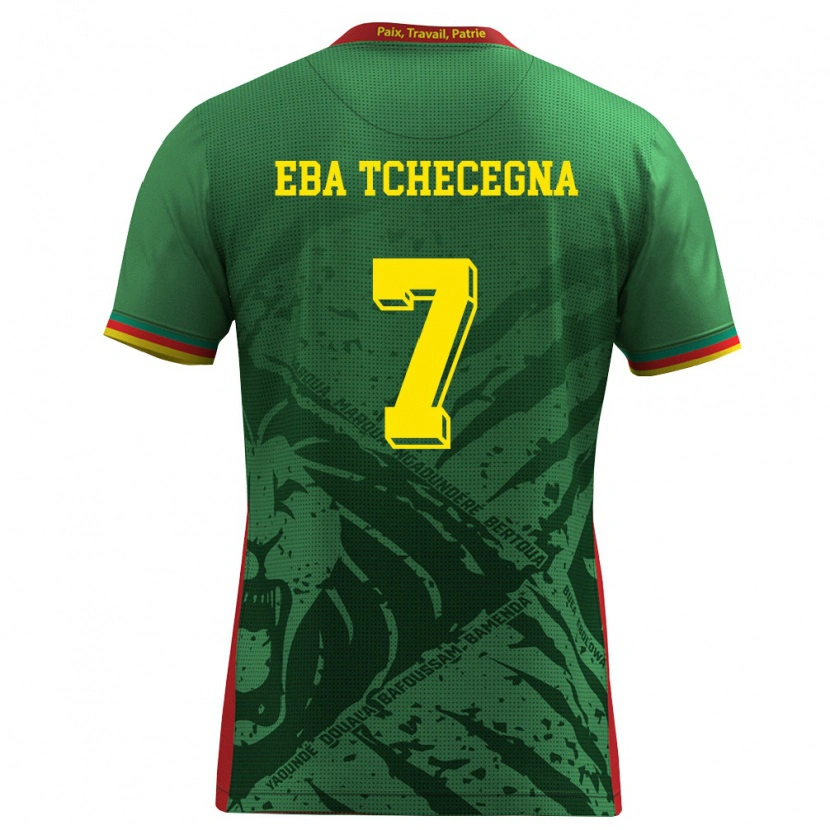 Danxen Niño Camiseta Camerún Arnold Eba Tchecegna #7 Verde Amarillo Rojo 1ª Equipación 26-28 La Camisa