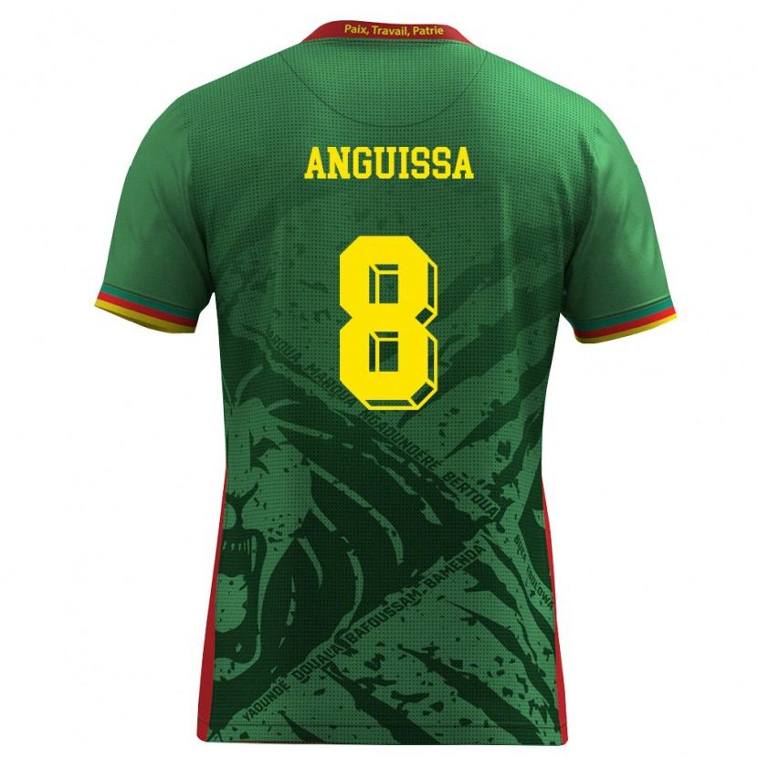 Danxen Niño Camiseta Camerún Frank Anguissa #8 Verde Amarillo Rojo 1ª Equipación 26-28 La Camisa