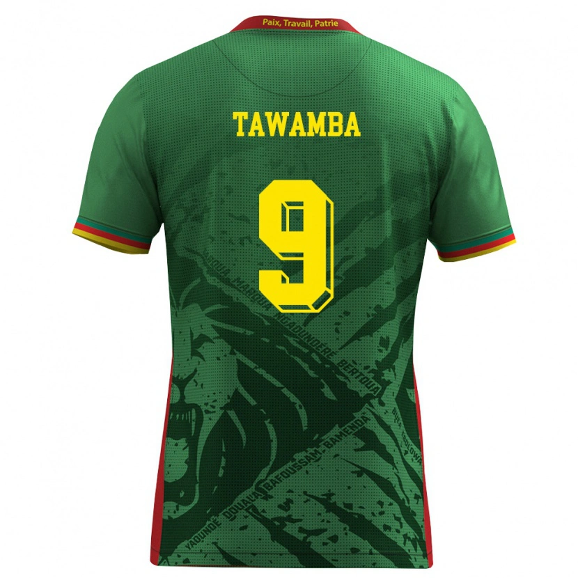 Danxen Niño Camiseta Camerún Leandre Tawamba #9 Verde Amarillo Rojo 1ª Equipación 26-28 La Camisa