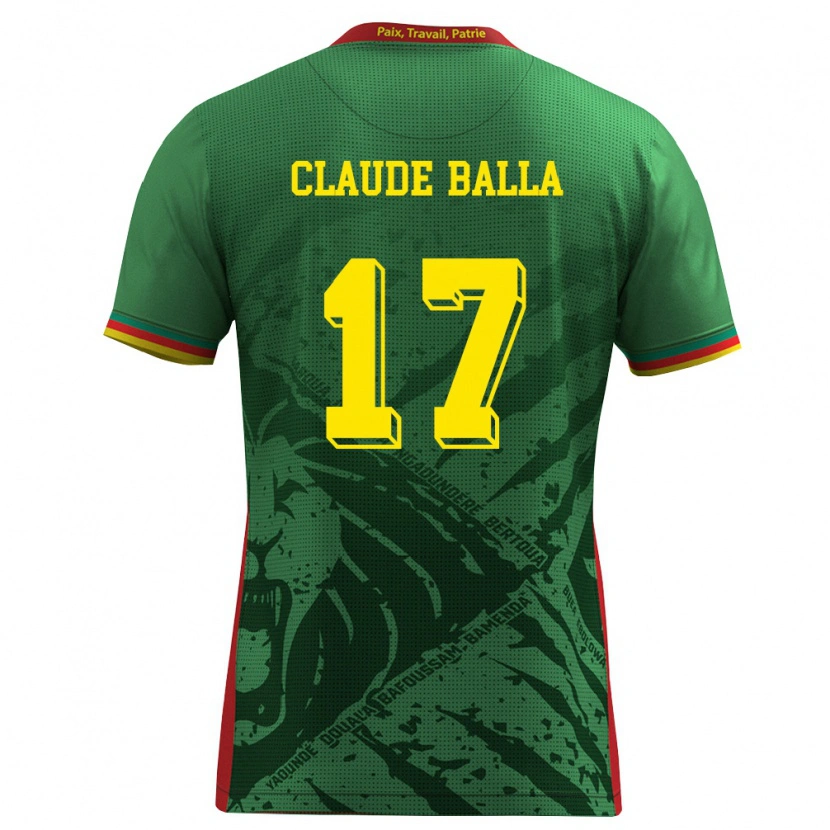 Danxen Niño Camiseta Camerún Henri Claude Balla #17 Verde Amarillo Rojo 1ª Equipación 26-28 La Camisa