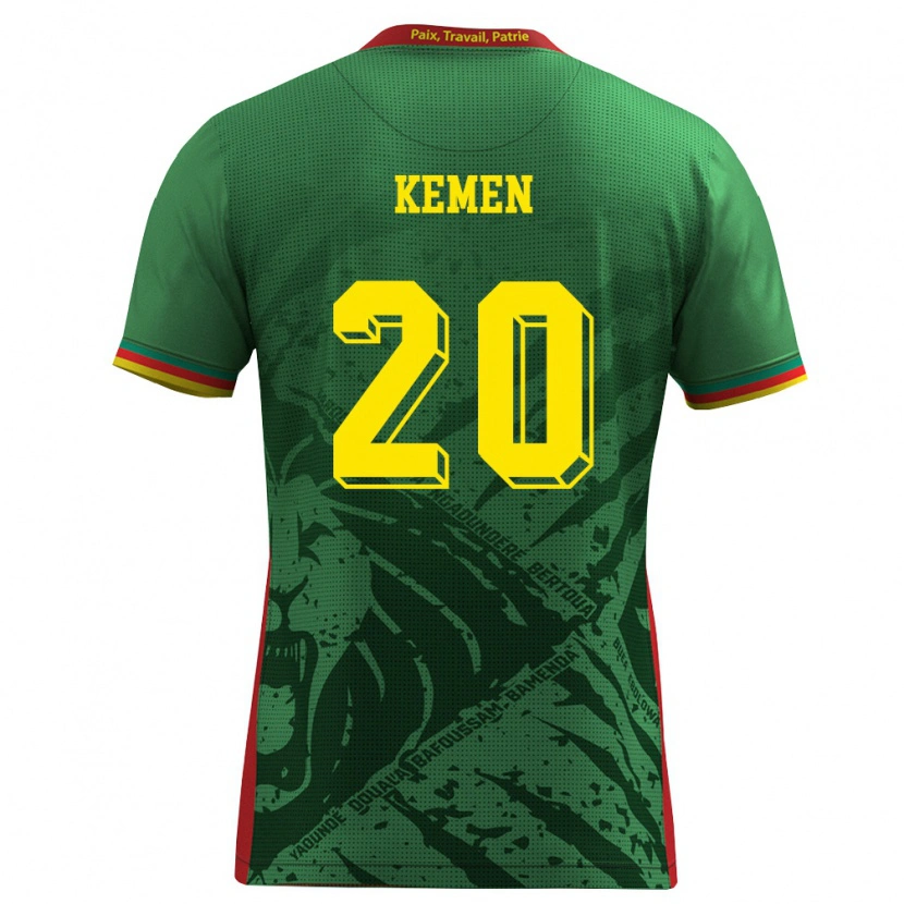 Danxen Niño Camiseta Camerún Olivier Kemen #20 Verde Amarillo Rojo 1ª Equipación 26-28 La Camisa