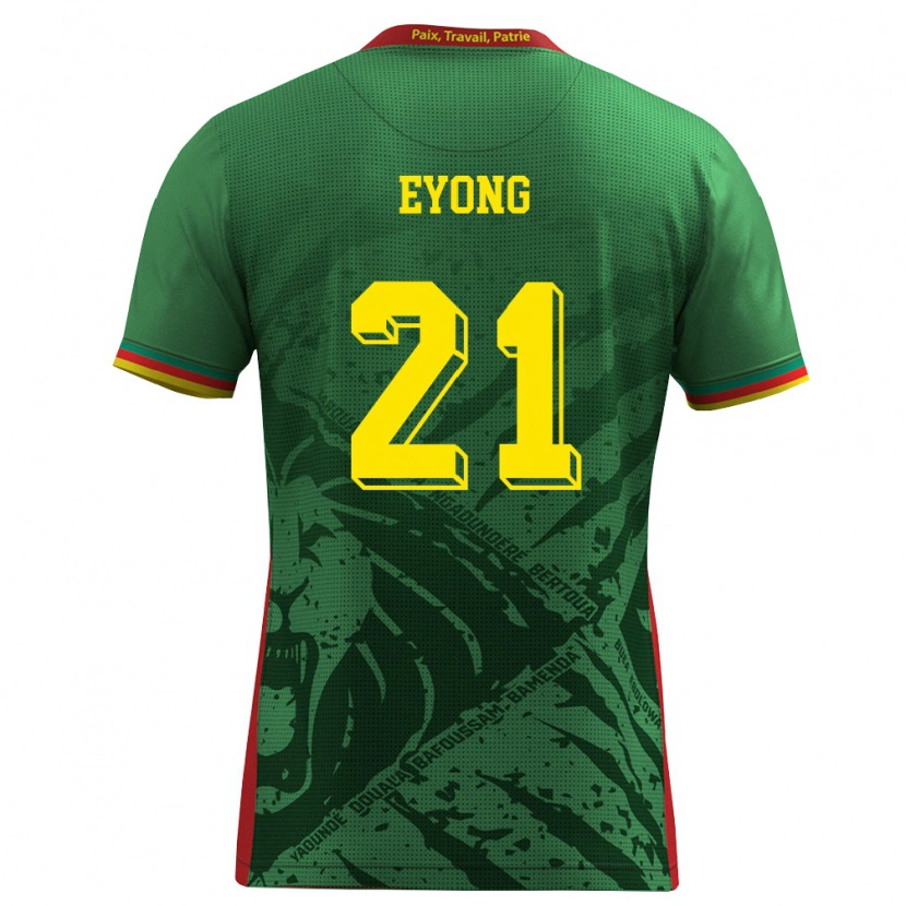 Danxen Niño Camiseta Camerún Karl Etta Eyong #21 Verde Amarillo Rojo 1ª Equipación 26-28 La Camisa