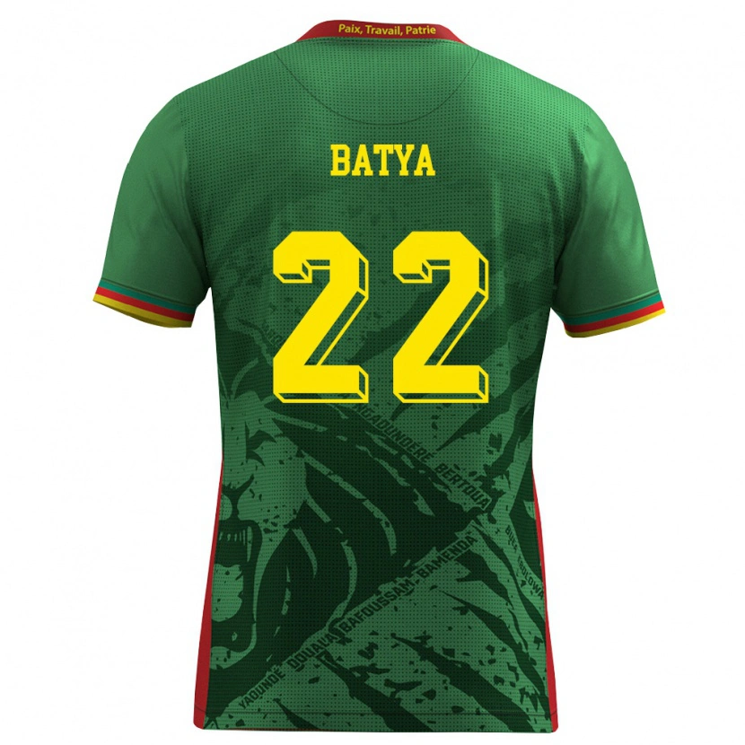 Danxen Niño Camiseta Camerún Michaela Batya #22 Verde Amarillo Rojo 1ª Equipación 26-28 La Camisa