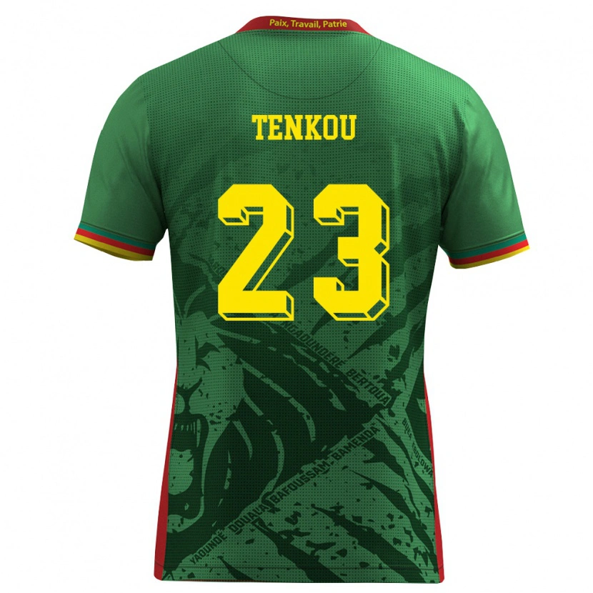 Danxen Niño Camiseta Camerún Yanike Tenkou Yougou #23 Verde Amarillo Rojo 1ª Equipación 26-28 La Camisa