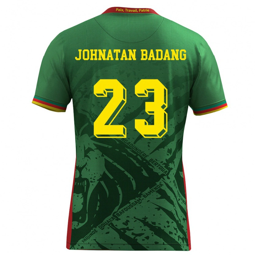Danxen Niño Camiseta Camerún Cédric Johnatan Badang #23 Verde Amarillo Rojo 1ª Equipación 26-28 La Camisa