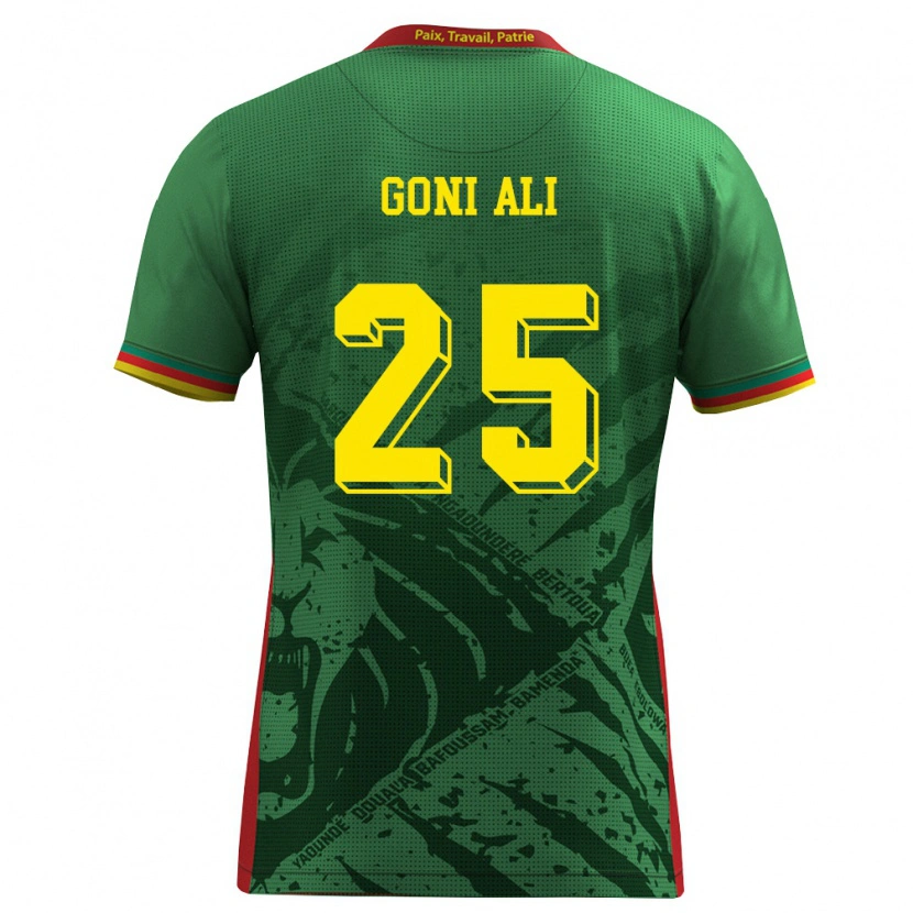 Danxen Niño Camiseta Camerún Goni Ali #25 Verde Amarillo Rojo 1ª Equipación 26-28 La Camisa