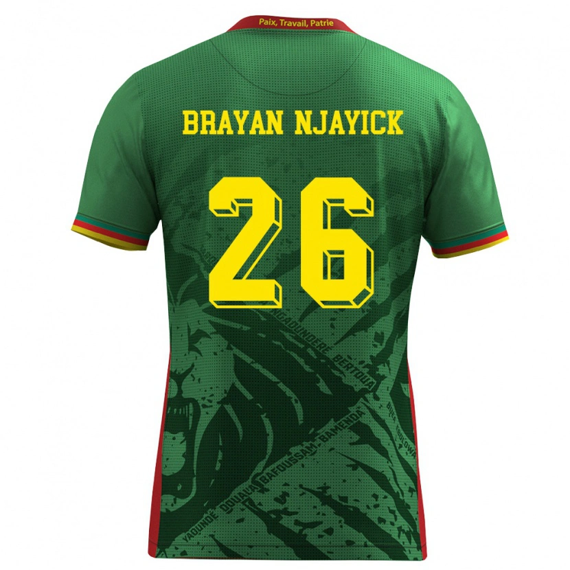 Danxen Niño Camiseta Camerún Fils Brayan Njayick #26 Verde Amarillo Rojo 1ª Equipación 26-28 La Camisa