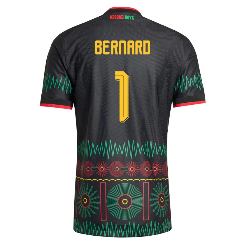 Danxen Niño Camiseta Jamaica Akeem Bernard #1 Negro Rojo Amarillo 2ª Equipación 26-28 La Camisa