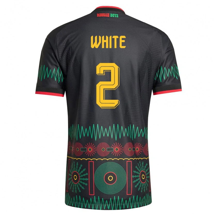 Danxen Niño Camiseta Jamaica Alexander White #2 Negro Rojo Amarillo 2ª Equipación 26-28 La Camisa