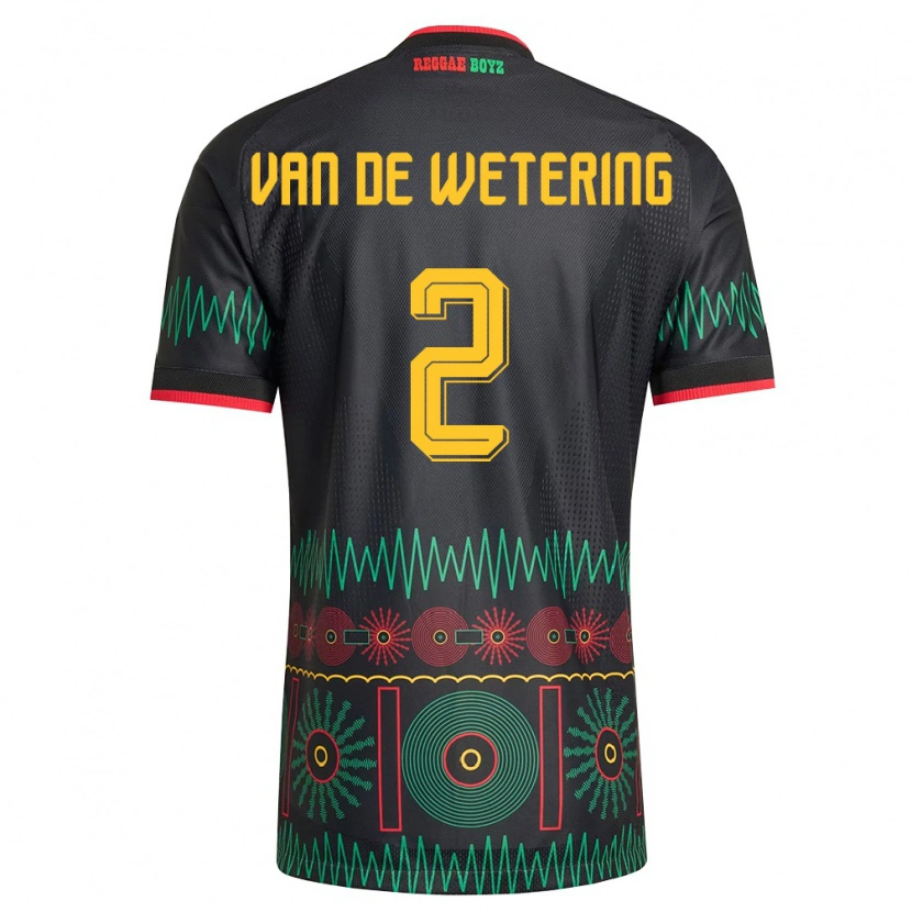Danxen Niño Camiseta Jamaica Marlon Van De Wetering #2 Negro Rojo Amarillo 2ª Equipación 26-28 La Camisa