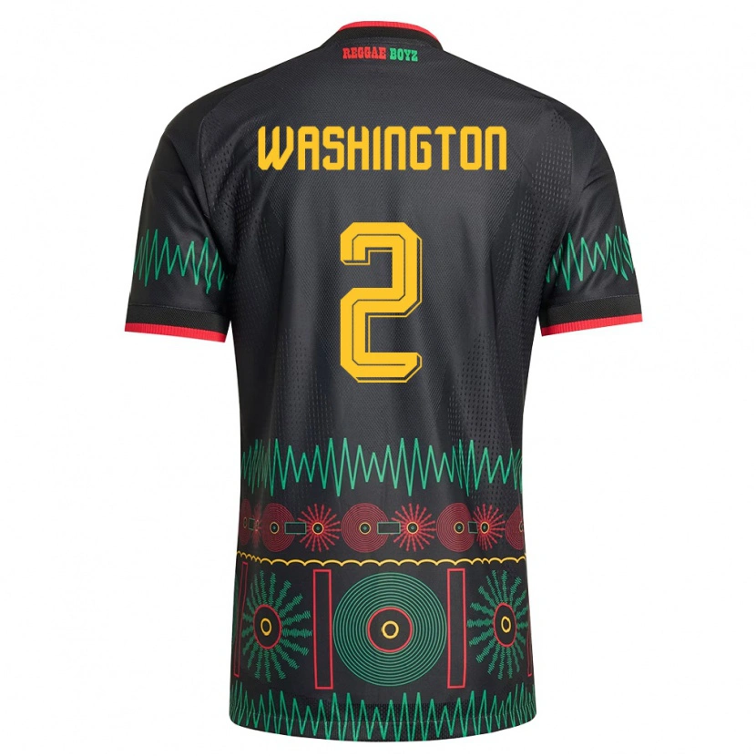 Danxen Niño Camiseta Jamaica Solai Washington #2 Negro Rojo Amarillo 2ª Equipación 26-28 La Camisa