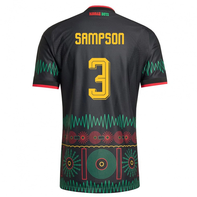 Danxen Niño Camiseta Jamaica Vyan Sampson #3 Negro Rojo Amarillo 2ª Equipación 26-28 La Camisa