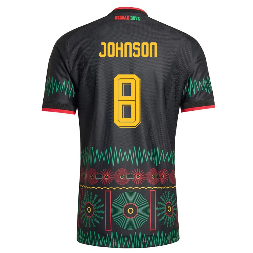 Danxen Niño Camiseta Jamaica Daniel Johnson #8 Negro Rojo Amarillo 2ª Equipación 26-28 La Camisa